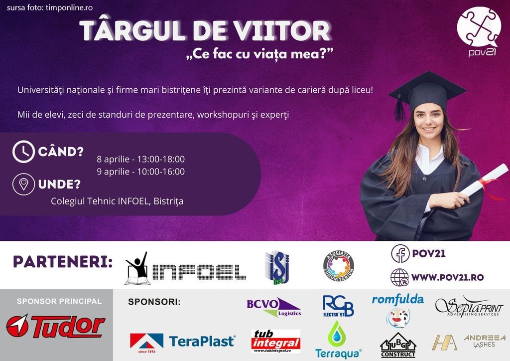 ”Târgul de viitor”, în intervalul 8-9 aprilie, la Colegiul Tehnic ”Infoel” din Bistrița